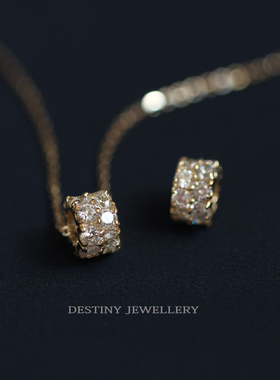 K黄金镶锆钻路路通锆钻锁骨链