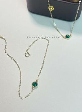 女纯14k金祖母绿极简约手链