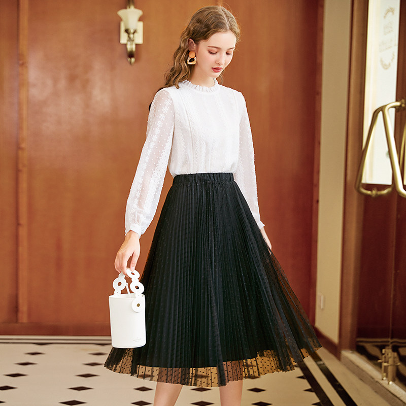 白色秋冬季2020新款长袖加绒雪纺衫 singhwest辛格茜服饰旗舰蕾丝衫/雪纺衫