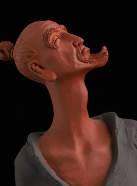 张明贵大师作品陶瓷人物屈原摆件