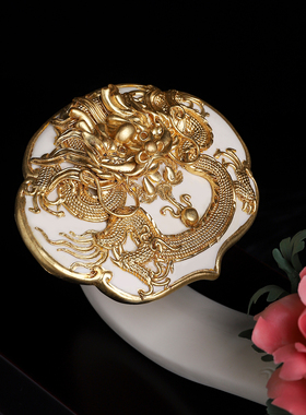 刘铭志荣华富贵陶瓷牡丹如意摆件