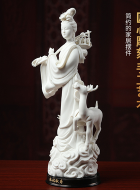 东方麻姑献寿德化白瓷送长辈摆件