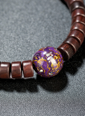 林剑军小叶紫檀大漆礼佛手串