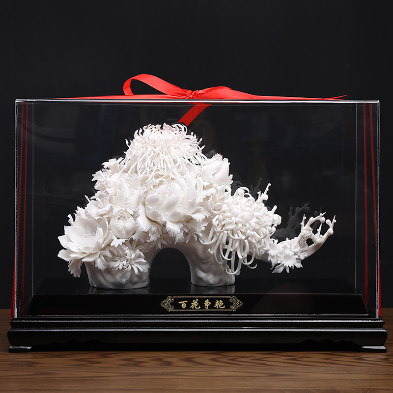 【停产优惠】陶瓷花摆件手工工艺品公司乔迁开业礼品/百花争艳