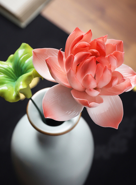 东方泥土汝窑花瓶中式客厅摆件