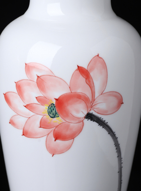 庄晓明德化白瓷荷花瓶收藏送礼