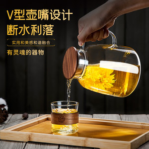 青苹果大茶壶过滤泡茶壶玻璃加厚加热花茶壶耐高温煮水壶茶具套装