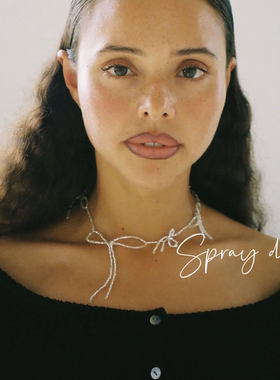 设计师款手工项链小众银色串珠蝴蝶结流苏烟花项ins锁骨链颈链