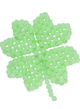 幸运四叶草*设计师款手工串珠四叶草清新水晶戒指手机挂件钥匙扣