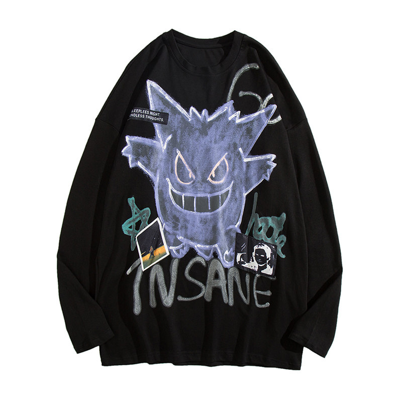 秋季男士长袖新款宽松港风潮流t恤 行更远T恤