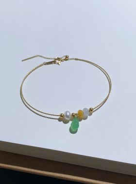 18k金天然翡翠记忆针式细手镯