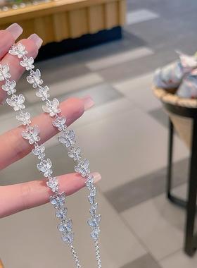 足银999手链 云蝶手链甜美时尚蝴蝶银手串流苏手链送女友春日花花