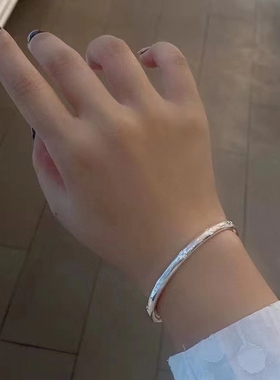 四叶草银手镯足银9999纯银女素圈闭环实心年轻款个性时尚送礼镯子