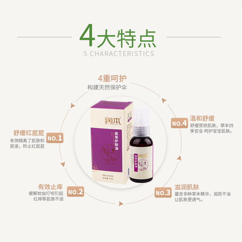 润本天然预防宝宝屁股屁屁红紫草油 曼旭家居护臀膏