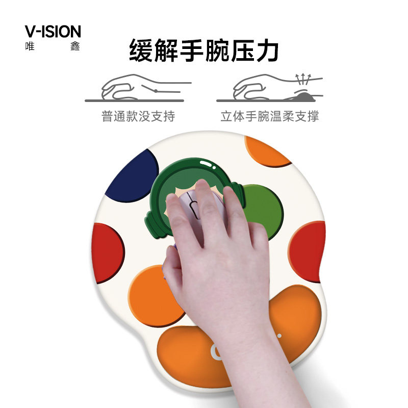 V-SION卡通小丑护腕鼠标垫女手腕垫防滑办公室笔记本电脑键盘手托
