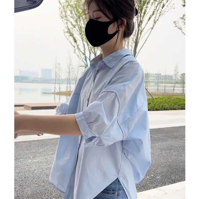 短袖白色衬衫女2024夏季新款韩版设计感后背衬衣宽松休闲别致上衣