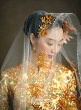 新款新娘弹力网头纱主纱蕾丝超仙森系复古硬纱头纱摄影拍照头饰