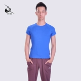Мужская спортивная футболка для отдыха для спортзала, круглый воротник, в обтяжку