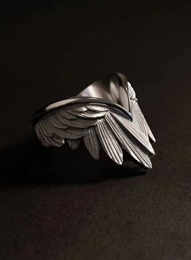 天使翅膀戒指女ins小众设计感开口可调节食指戒个性潮流羽翼指环