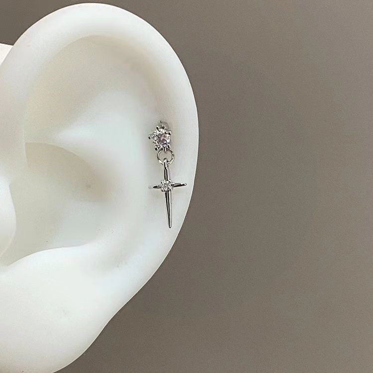 「虔诚祷告」十字架吊坠耳钉女时尚轻奢小众耳骨钉2024新款耳环潮,淘宝优惠券,粉丝福利购,淘宝优惠卷