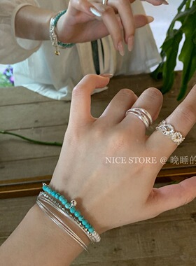 复古戒指女ins小众设计感褶皱花朵指环开口可调节食指戒精致手饰