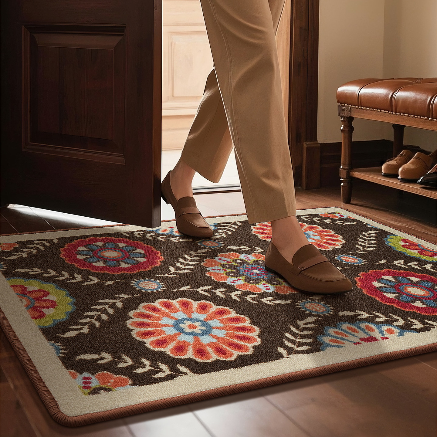 美式复古入户门地垫中古风高级感进门口脚垫家用玄关门厅防滑地毯,淘宝优惠券,粉丝福利购,淘宝优惠卷