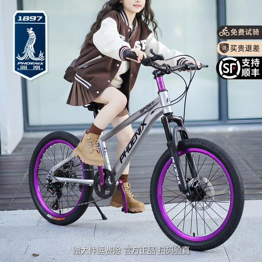 凤凰儿童车自行车10到15岁女孩青少年中大童男孩山地变速学生单车