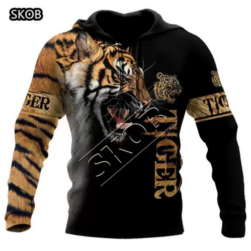 Бренд мода осенняя толстовка Льва Белая Тигровая кожа 3D все OV