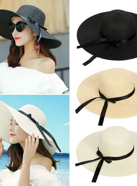 Women Beach Hat Foldable Floppy Straw Caps Big Wide Brim Sum