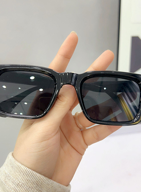 美式复古方形黑色墨镜窄框小脸小框太阳眼镜高级感ins欧美街拍潮