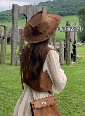 西部牛仔帽女夏季复古防晒