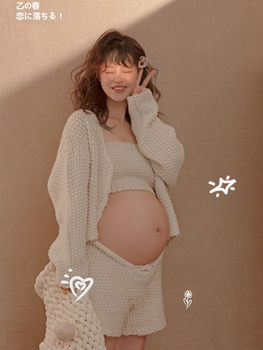 2023 New Photo Studio Maternity Photo Clothing Split Knitted Home Private Room Pregnancy Mommy Photo Clothes