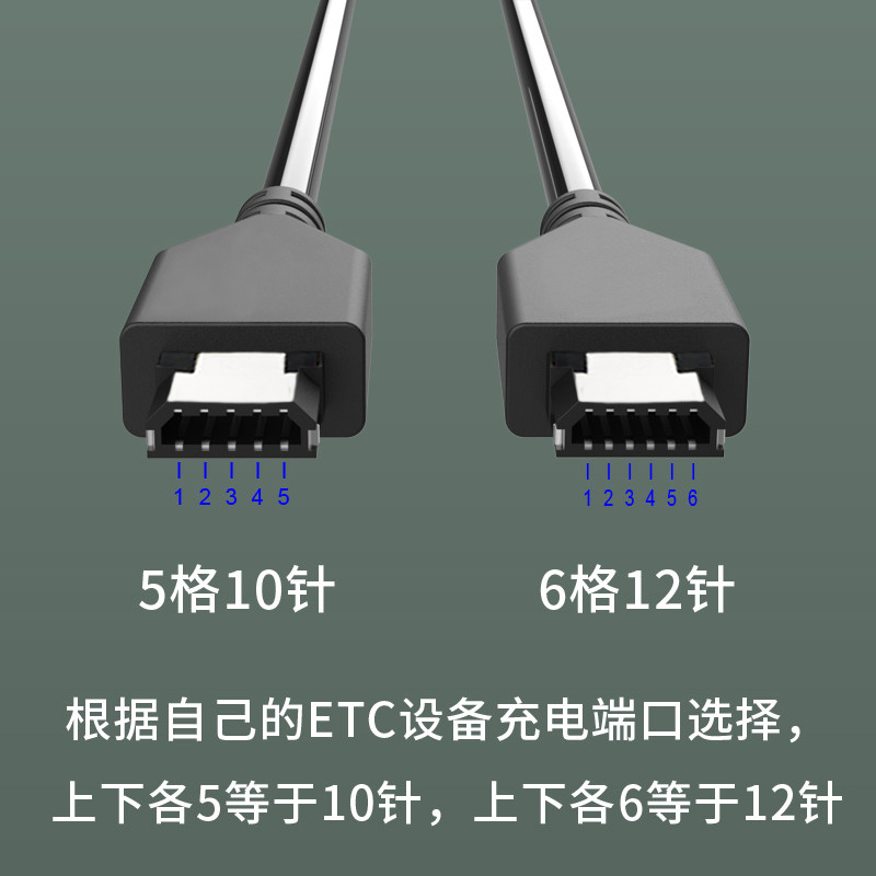 高速ETC充电线专用车载充电线 数据线适用沪鲁粤苏卡通10针12针 - 图1