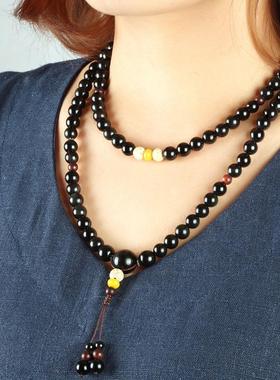 时尚天然黑曜石男女士手链情侣两用链多层项链招财旺事业水晶