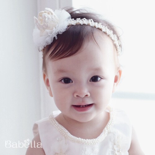 韩国版女宝宝婴幼儿童发饰蕾丝发带头花百天周岁生日配蕾丝裙礼服 - 图1