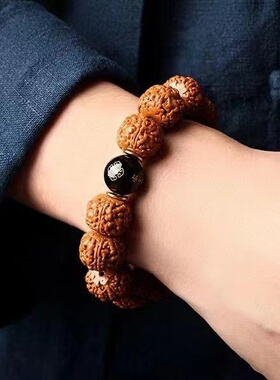 满肉大金刚菩提子本命佛手串黑曜石生肖佛念珠男女士款本命年手链