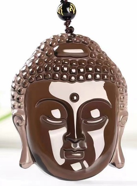 天然水晶冰种黑曜石如来佛头吊坠释迦摩尼大佛冰晶项链男 女项链