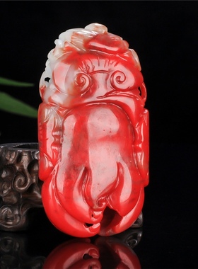 玉器新疆和田羊脂玉佛手把件红玉彩玉白玉福寿如意手把件挂件