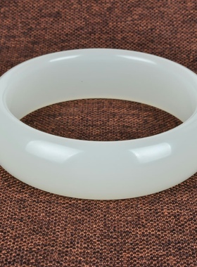 【欣玉阁】新疆昆仑白玉手镯 和田玉手镯 加宽加厚手镯