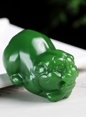 新疆和田玉碧玉貔貅手把件天然玉石招财貔貅手把件玉石精品吊坠