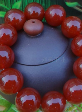 四川凉山南红玛瑙巴西玛瑙男士手链18厘珠霸气手串特蜀黍