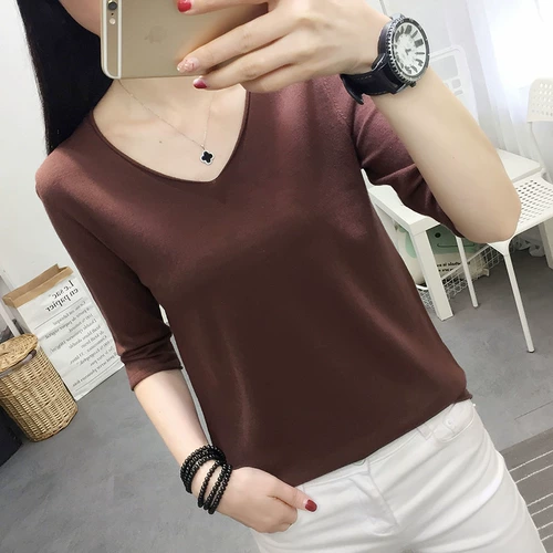 Приятный телу весенний тонкий трикотажный свитер, V-образный вырез, коллекция 2022, в корейском стиле, оверсайз