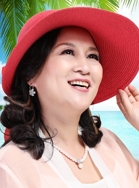 草帽防晒帽子大沿沙滩中年妈妈