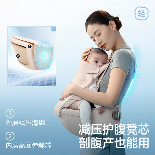 唯乐宝贴贴凳腰凳背带二合一婴儿轻便款宝宝多功能四季抱娃神器 - 图3