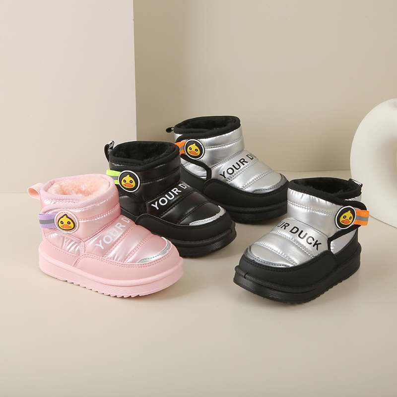 儿童雪地靴男童棉靴2025新款冬季加绒加厚女童棉鞋小孩宝宝保暖鞋 - 图0