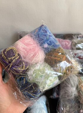 手混线小团福利线包小克数花苞毛线毛线包diy发夹手工小饰品卡套