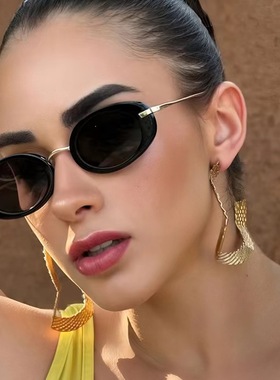 椭圆墨镜男女凹造型防晒太阳眼镜