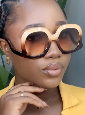 欧美潮大框遮阳太阳镜凹造型墨镜