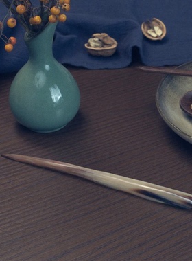 天然羊角发簪新中式古风汉服简约复古高级感气质国风盘发头饰簪子