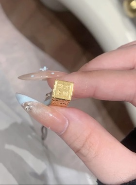 镀真金强保色沙金四方来财碎碎冰小金柱精致高级百搭金条项链